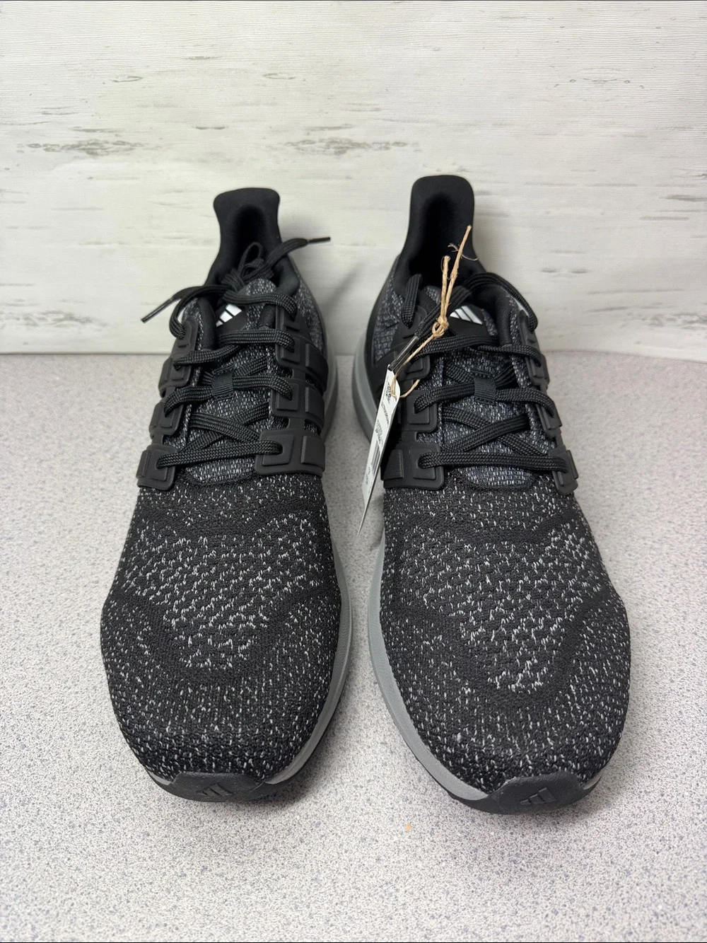 adidas Men's Black and Gray Knit Athletic Shoes